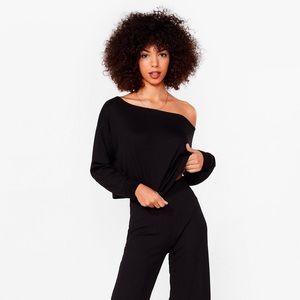 Never Worn Sage Off the Shoulder Top and Pants Pajama Set